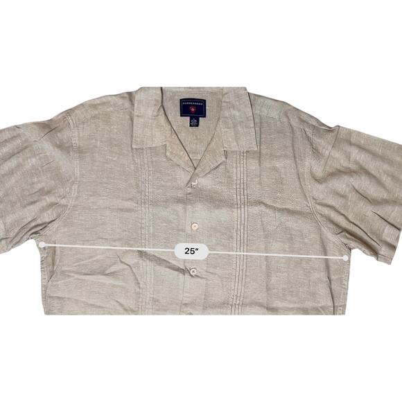 Saddlebread Cuban Pleated Lightweight Tan Linen Shirt X LARGE Cruisewear Summer - Picture 3 of 8